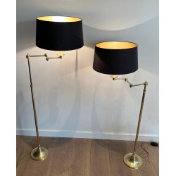 Paire de Lampes Liseuses en Laiton Attribuées à Maison Jansen, vers 1940