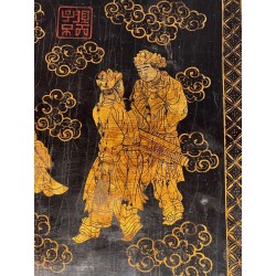 Lacquer and Gilding Painting with Chinese Decors — French Work, Circa 1970
