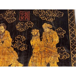 Lacquer and Gilding Painting with Chinese Decors — French Work, Circa 1970