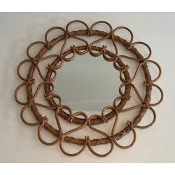 Circular Rattan Open-Loop Frame Mirror