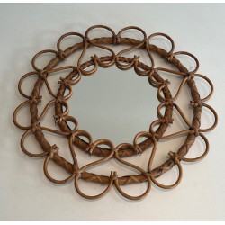 Circular Rattan Open-Loop Frame Mirror