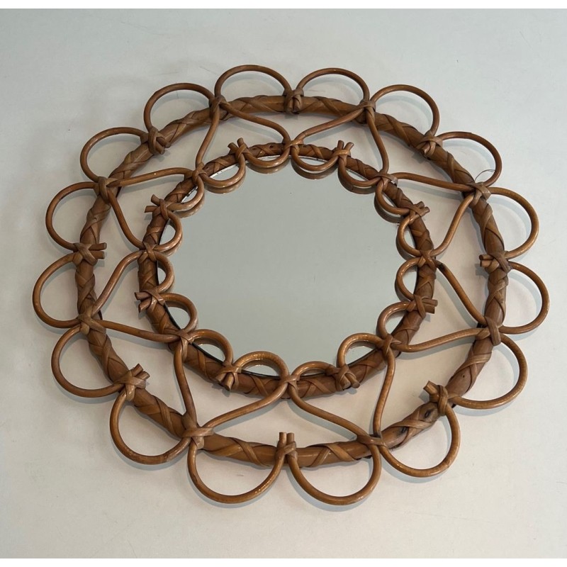 Circular Rattan Open-Loop Frame Mirror