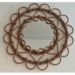Circular Rattan Open-Loop Frame Mirror