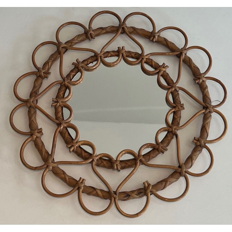 Circular Rattan Open-Loop Frame Mirror