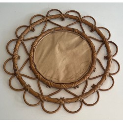 Miroir Circulaire en Rotin à Cadre de Boucles Ouvertes