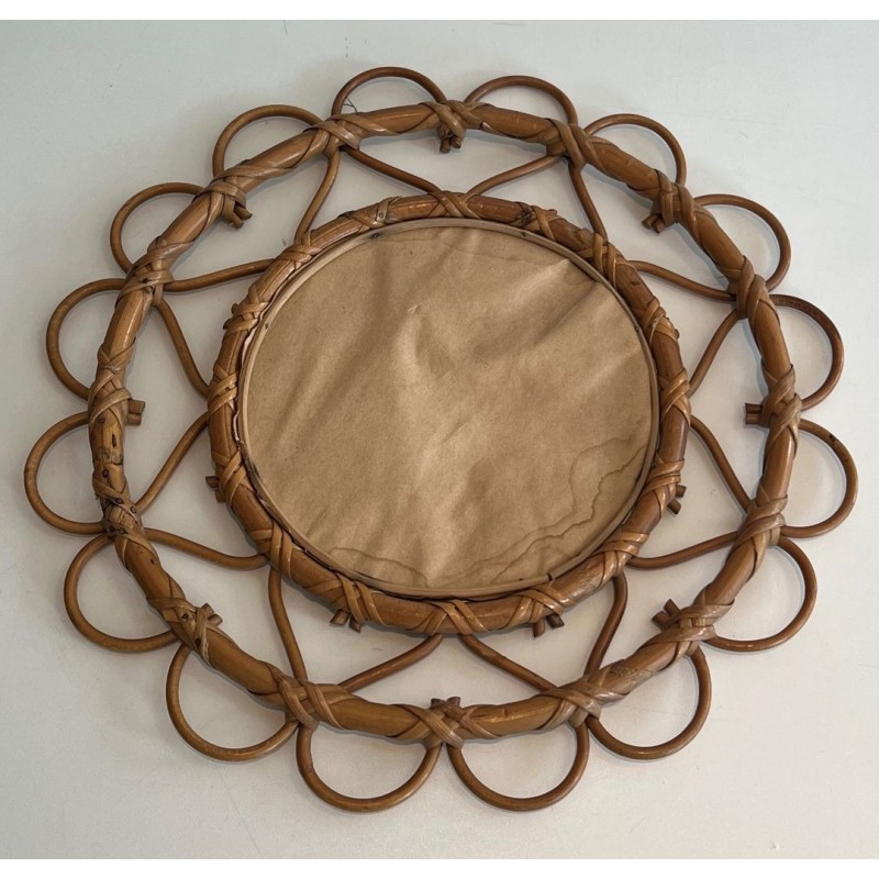 Miroir Circulaire en Rotin à Cadre de Boucles Ouvertes