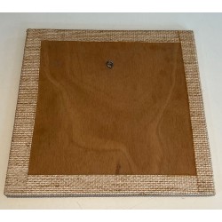 Square Raffia Mirror with Glazed Ceramic Roundel Surround