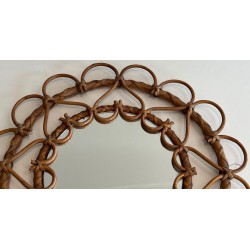 Miroir Circulaire en Rotin à Cadre de Boucles Ouvertes