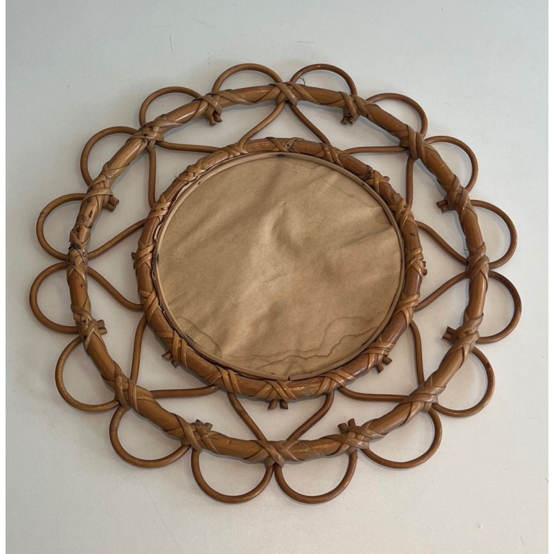 Miroir Circulaire en Rotin à Cadre de Boucles Ouvertes