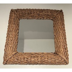 Square Woven Rope Mirror Attributed to Audoux-Minet