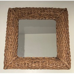 Square Woven Rope Mirror Attributed to Audoux-Minet