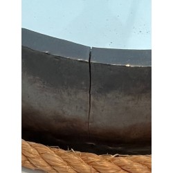 Black Glazed Ceramic Mirror Suspended on Rope