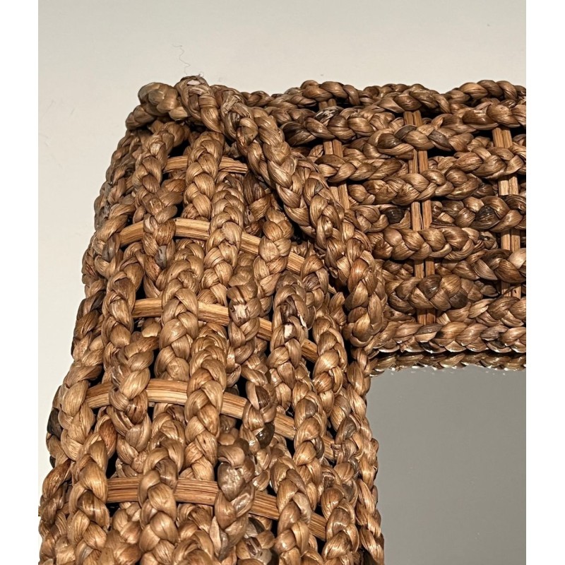 Square Woven Rope Mirror Attributed to Audoux-Minet