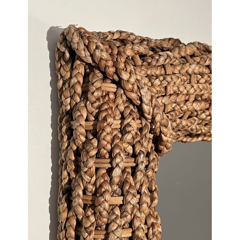 Square Woven Rope Mirror Attributed to Audoux-Minet