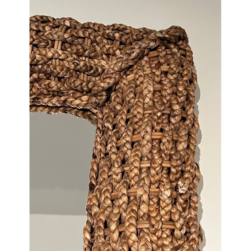 Square Woven Rope Mirror Attributed to Audoux-Minet