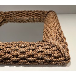 Square Woven Rope Mirror Attributed to Audoux-Minet