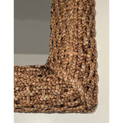 Square Woven Rope Mirror Attributed to Audoux-Minet