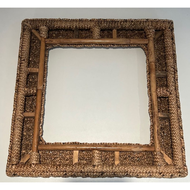 Square Woven Rope Mirror Attributed to Audoux-Minet