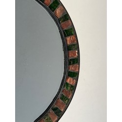 Miroir Circulaire en Céramique Vernissée et Laiton
