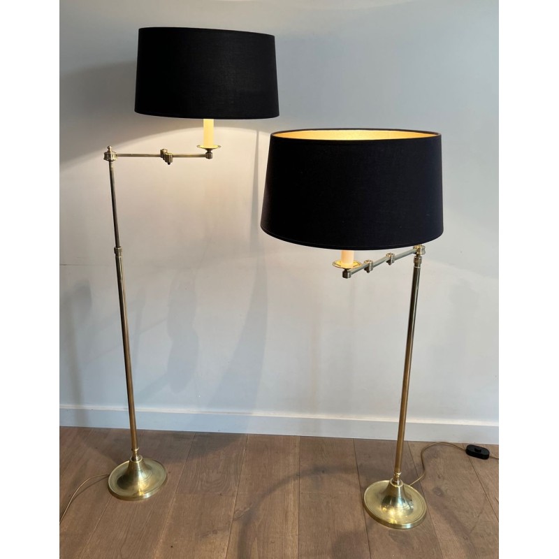 Paire de Lampes Liseuses en Laiton Attribuées à Maison Jansen, vers 1940