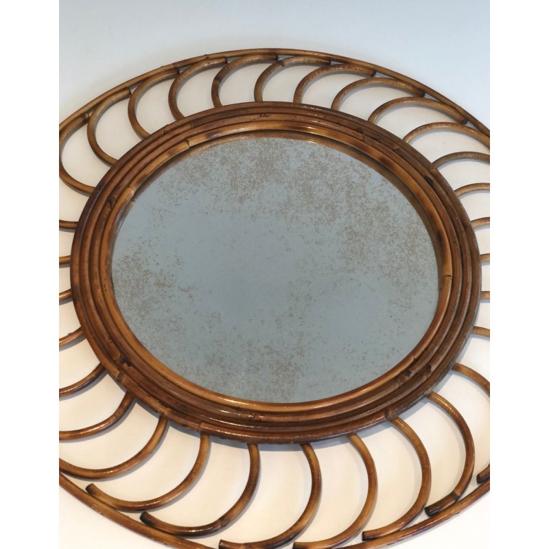 Miroir Circulaire en Rotin à Cadre de Boucles