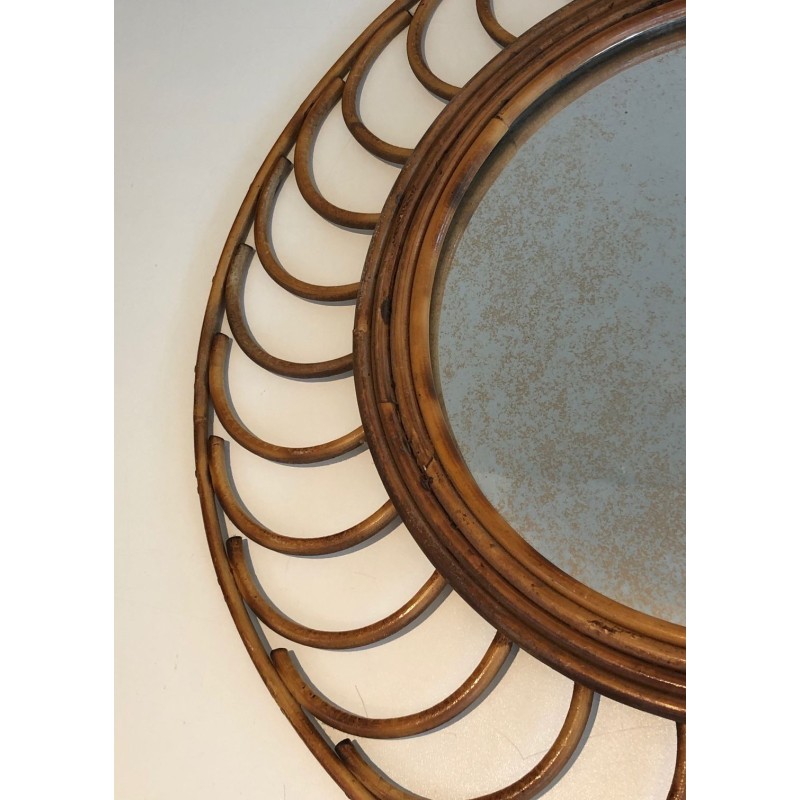 Circular Rattan Loop-Frame Mirror