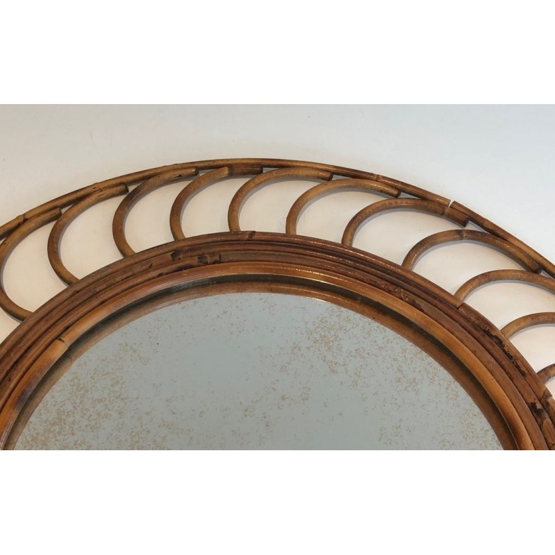 Circular Rattan Loop-Frame Mirror