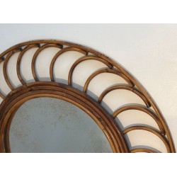 Miroir Circulaire en Rotin à Cadre de Boucles