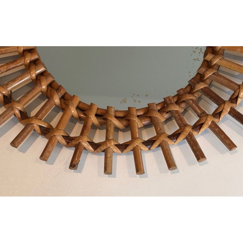 Circular Rattan Sunburst Mirror
