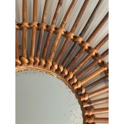Miroir Soleil Circulaire en Rotin