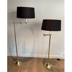 Paire de Lampes Liseuses en Laiton Attribuées à Maison Jansen, vers 1940
