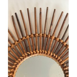 Circular Rattan Sunburst Mirror