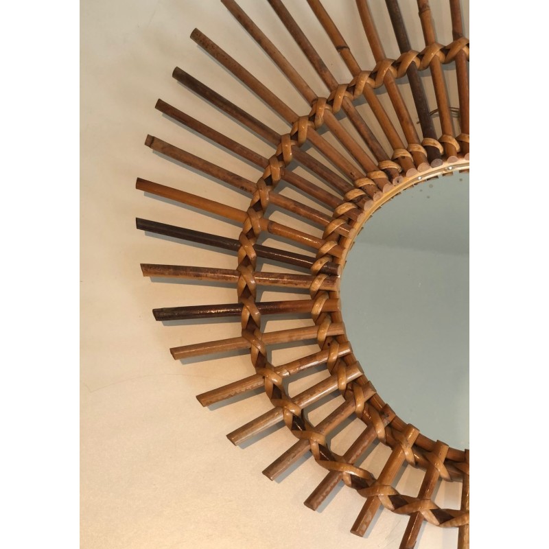 Circular Rattan Sunburst Mirror