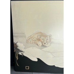  Pair of Large Decorative Gouaches Signed Tony Warren