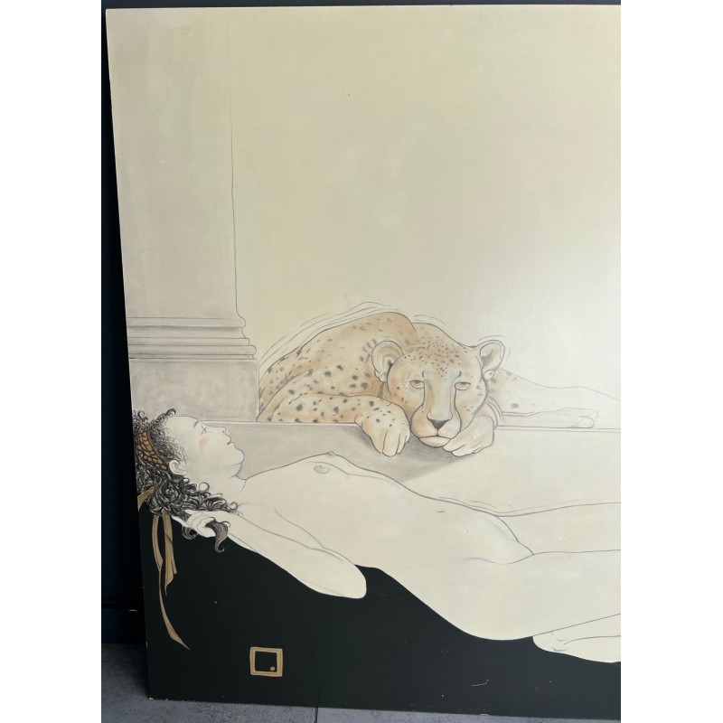  Pair of Large Decorative Gouaches Signed Tony Warren