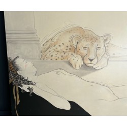  Pair of Large Decorative Gouaches Signed Tony Warren