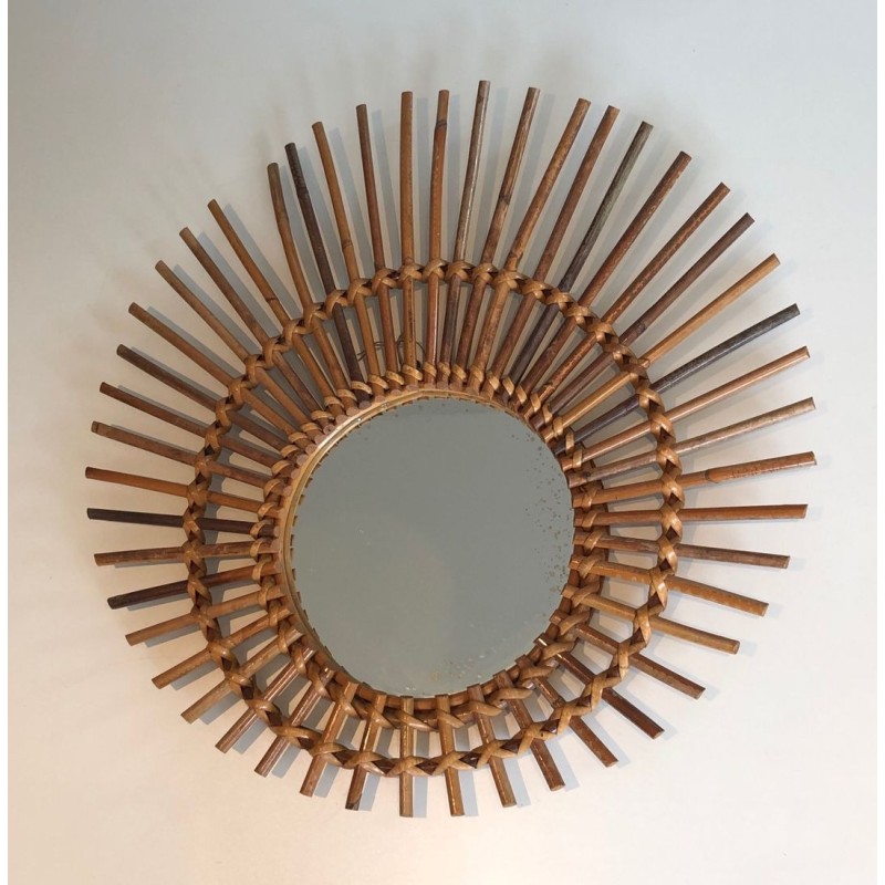 Circular Rattan Sunburst Mirror