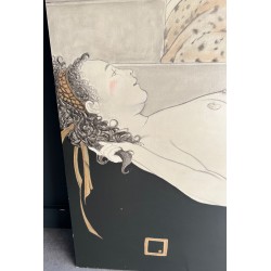 Paire de Grandes Gouaches Décoratives Signées Tony Warren