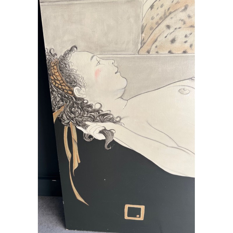  Pair of Large Decorative Gouaches Signed Tony Warren