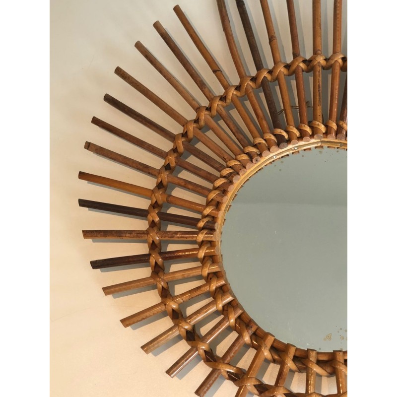 Circular Rattan Sunburst Mirror
