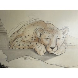  Pair of Large Decorative Gouaches Signed Tony Warren