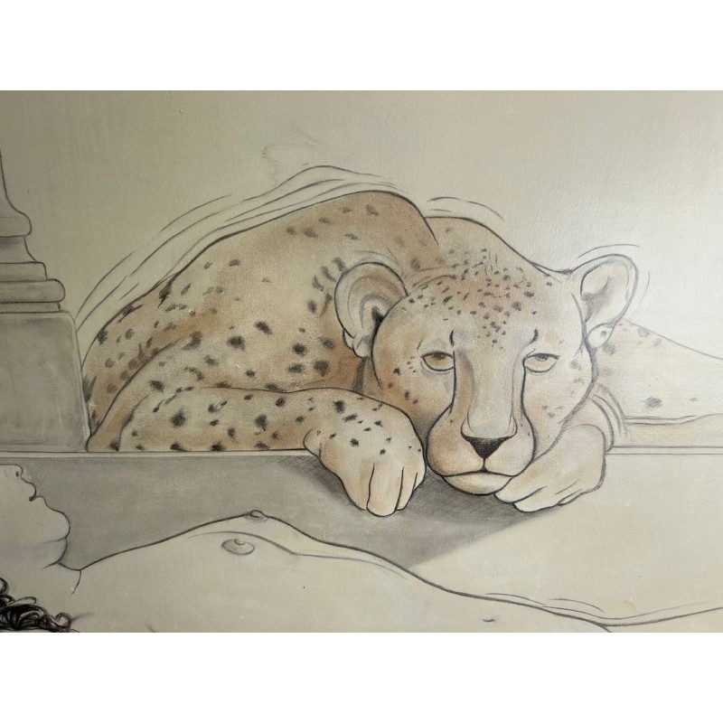 Paire de Grandes Gouaches Décoratives Signées Tony Warren