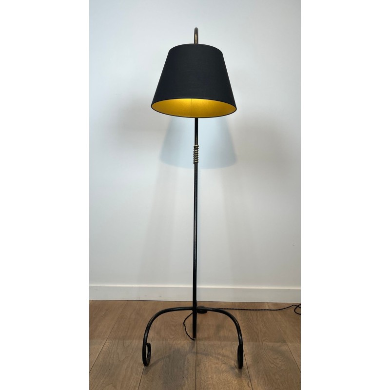 Black Lacquered Brass Floor Lamp, Style of Jean Royère, c.1950 | Maison BARROIS