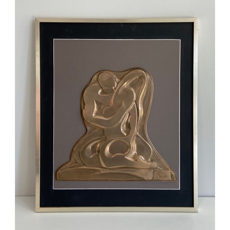 Brass Wall Relief — Two Entwined Figures, French Work, Circa 1970