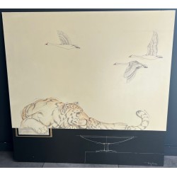 Paire de Grandes Gouaches Décoratives Signées Tony Warren