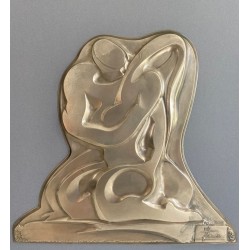 Brass Wall Relief — Two Entwined Figures, French Work, Circa 1970