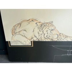  Pair of Large Decorative Gouaches Signed Tony Warren