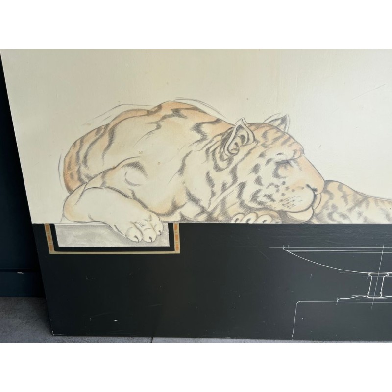  Pair of Large Decorative Gouaches Signed Tony Warren