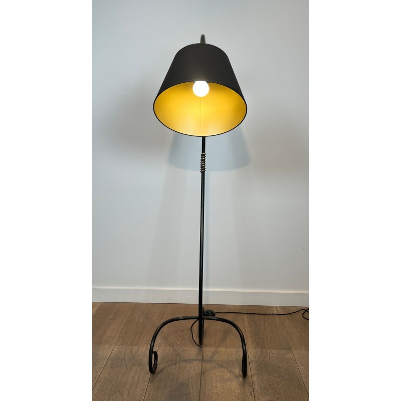 Black Lacquered Brass Floor Lamp, Style of Jean Royère, c.1950 | Maison BARROIS
