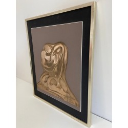 Brass Wall Relief — Two Entwined Figures, French Work, Circa 1970